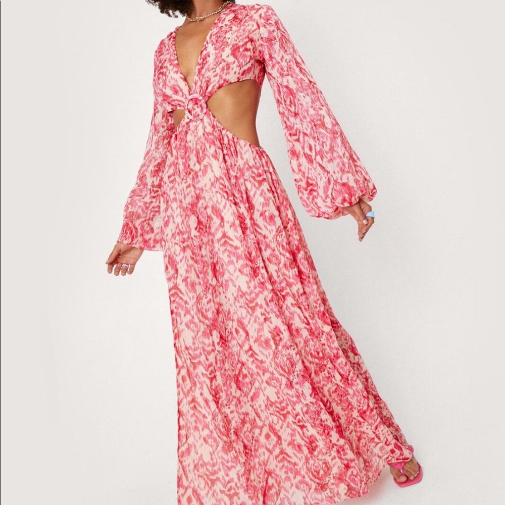 Nasty Gal Abstract Animal Print Cut Out Maxi Dress